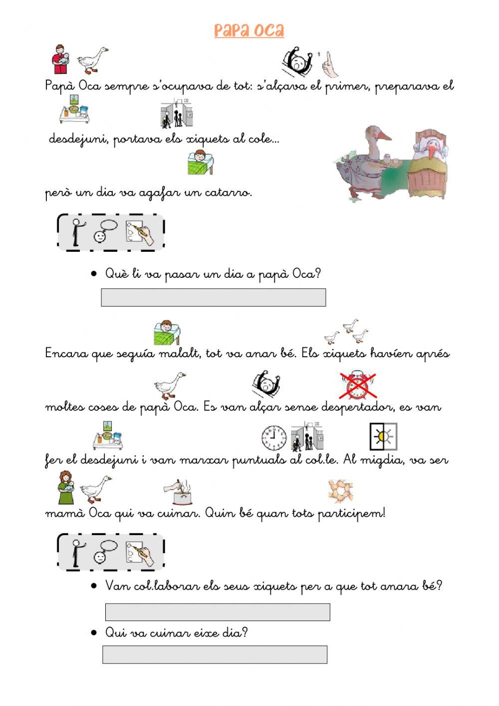 Comprensió lectora Papà Oca