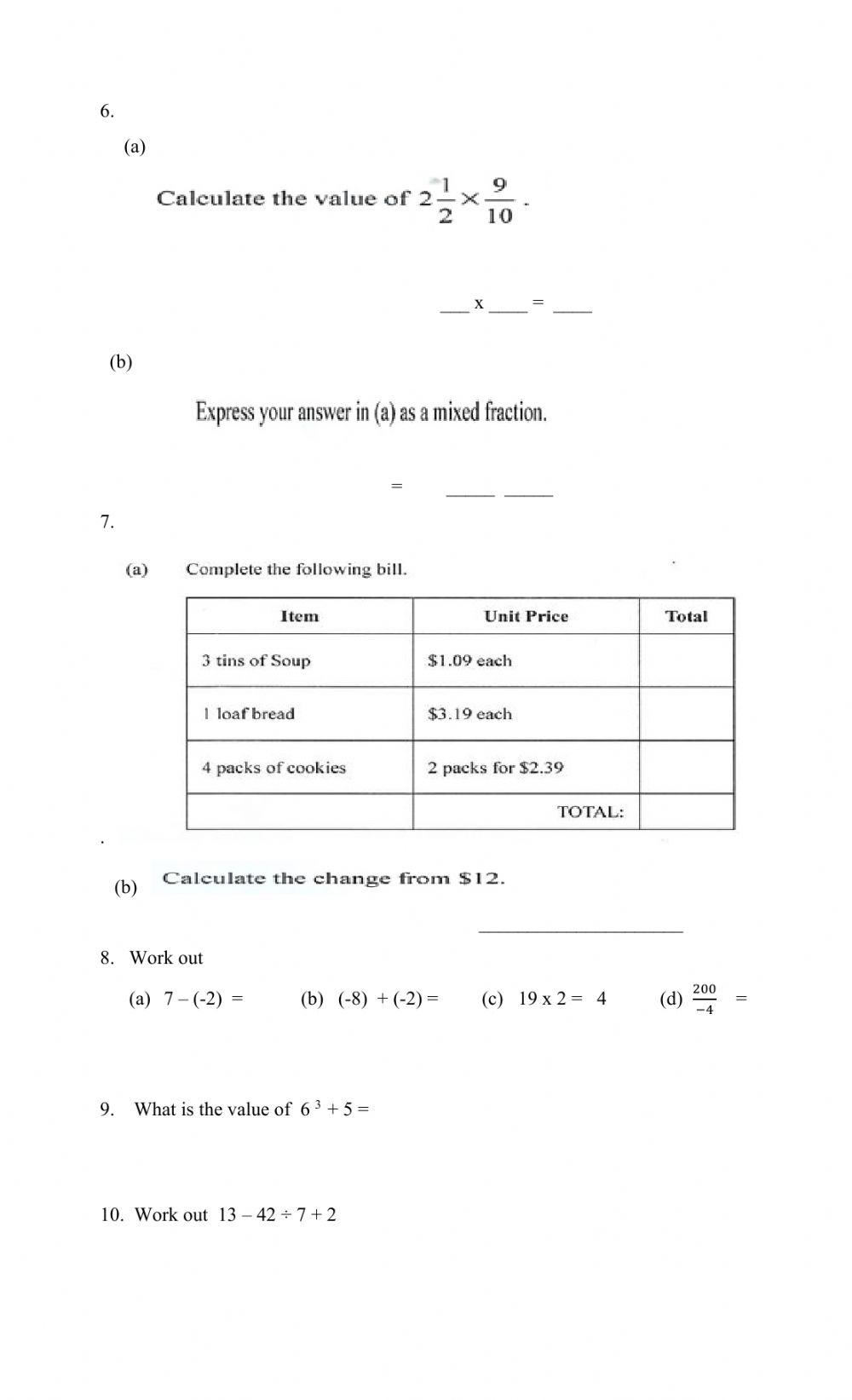 Math Review Term 1