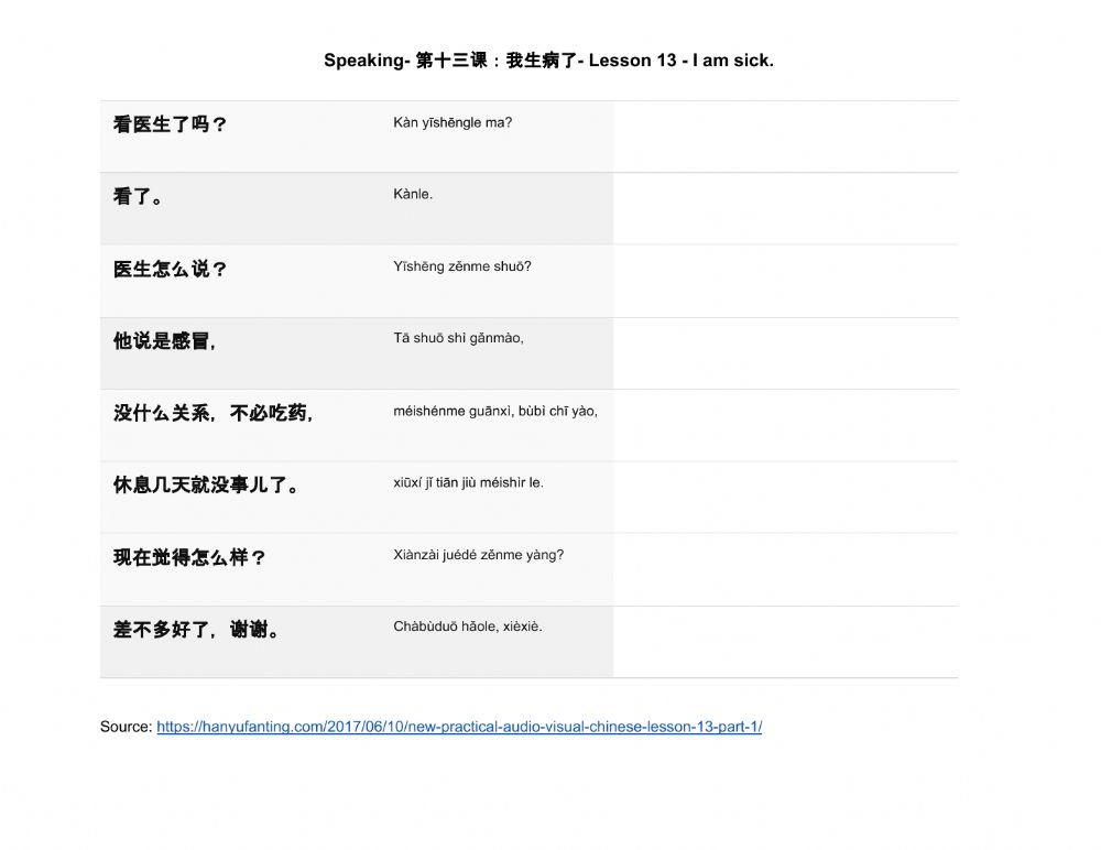 Lesson 13-I am sick