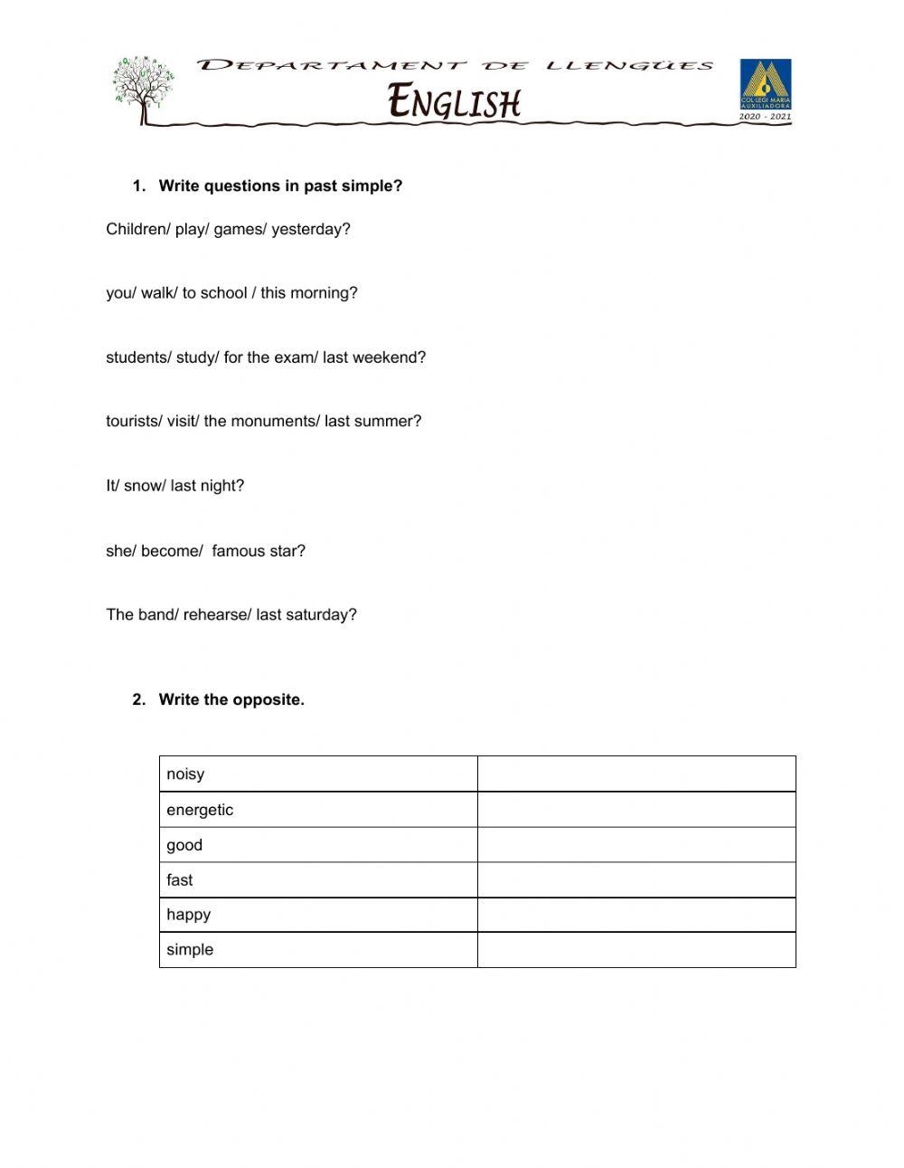 Past simple questions