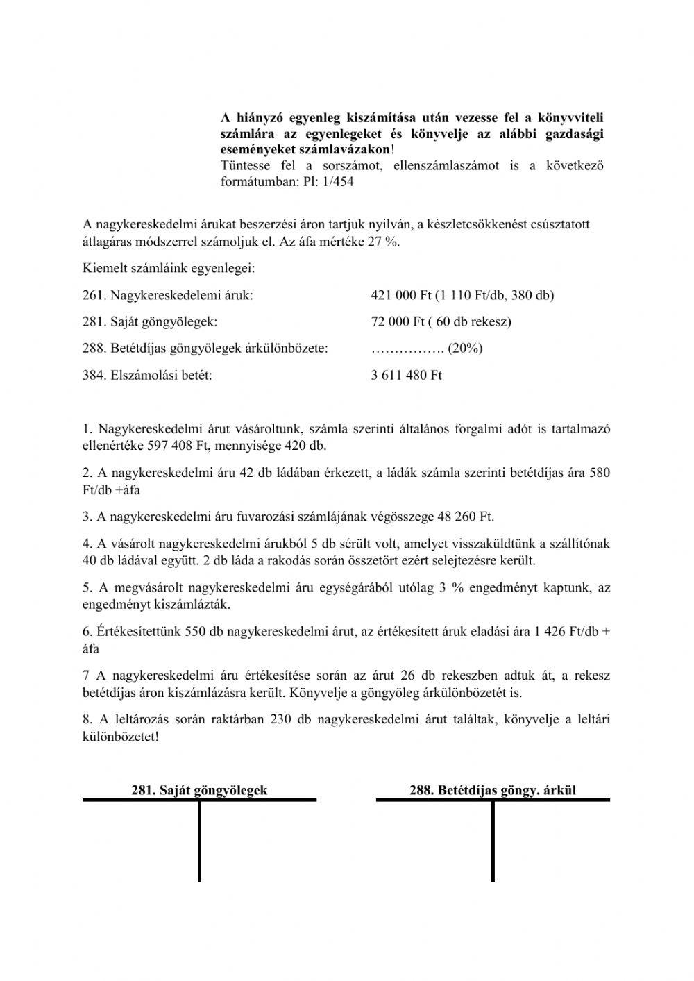 Számvitel - 2020 szeptember