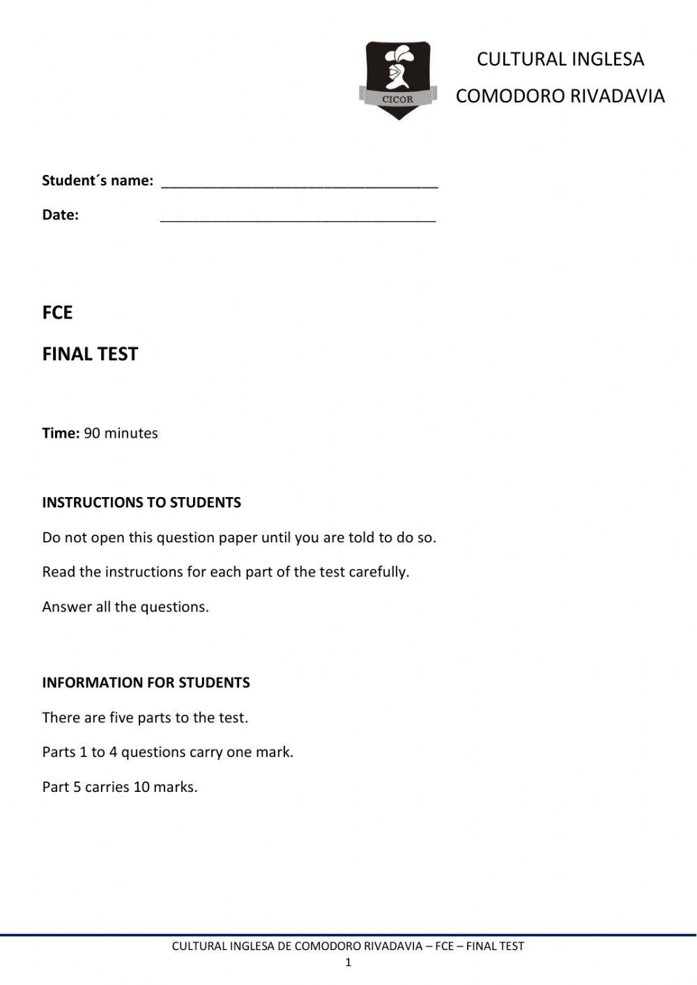 Fce - final exam