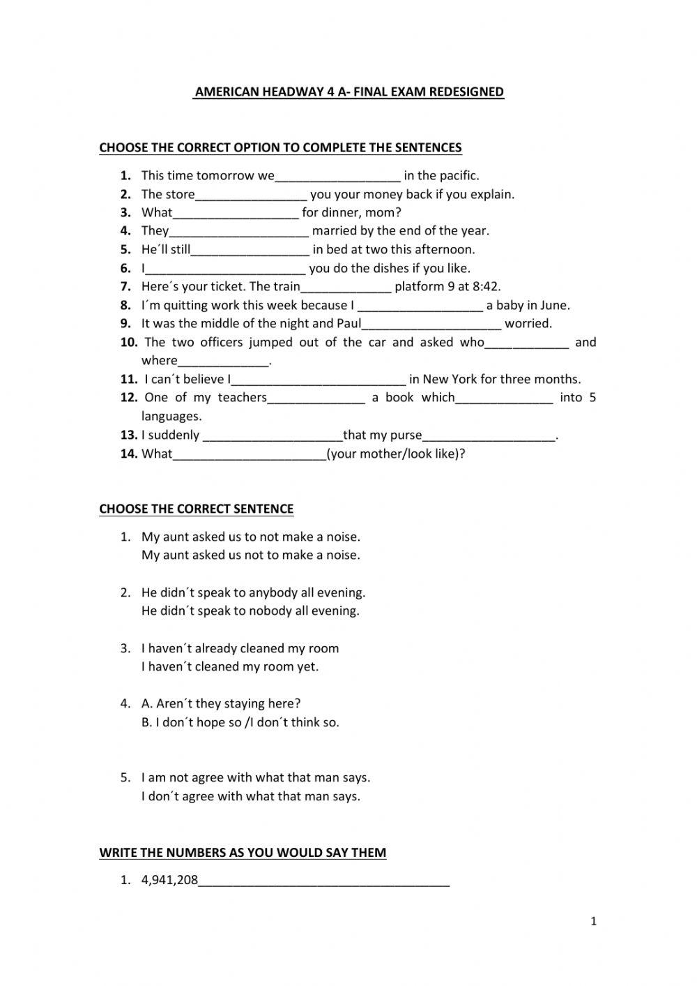 American headway 4a- final exam redesigned