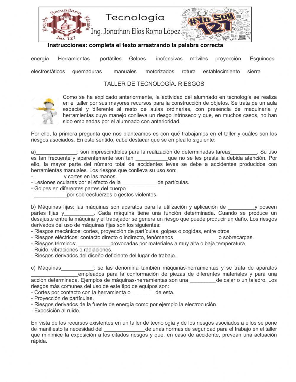 Taller de tecnología. riesgos