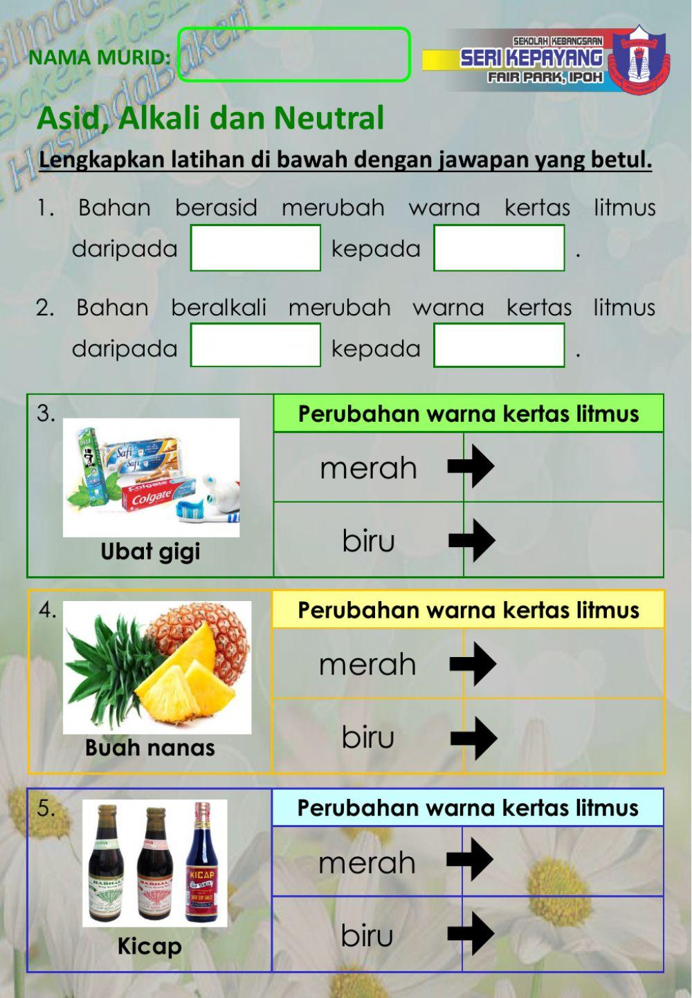 Sains Tahun 3 : ASID, ALKALI, NEUTRAL