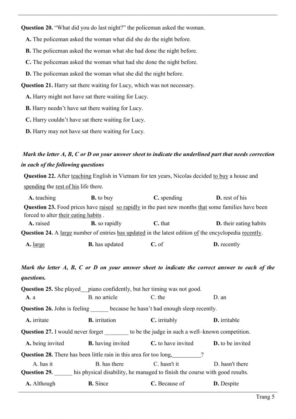 Đề thi thử THPT QG số 03