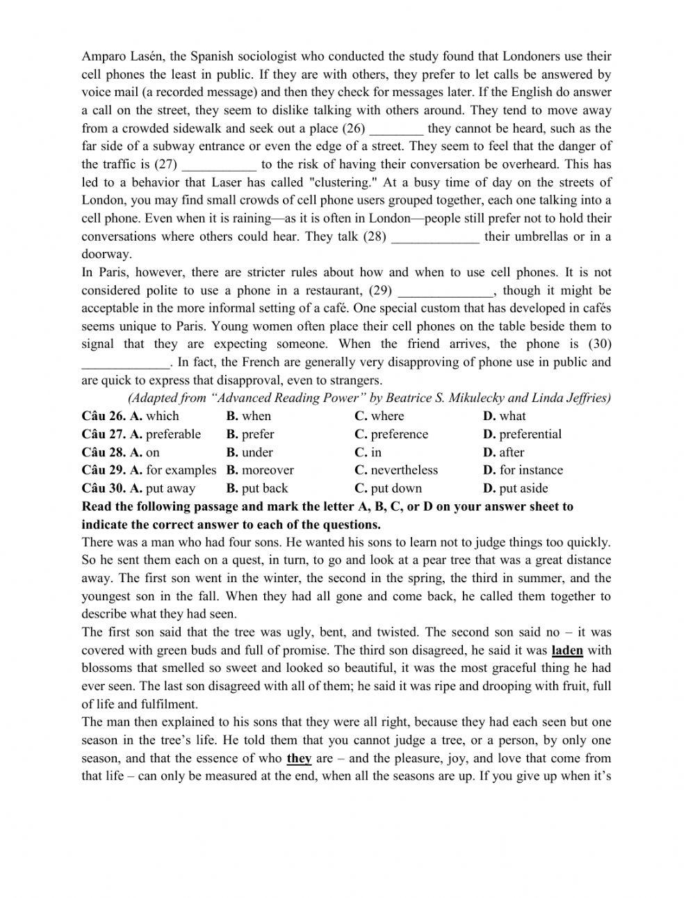 Đề thi thử THPT QG số 04