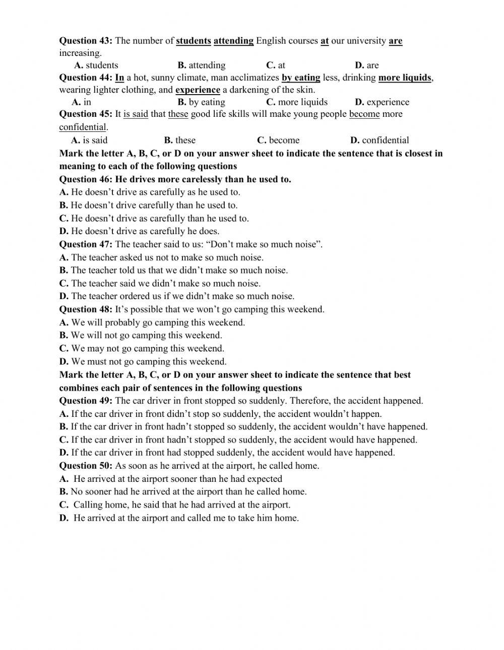 Đề thi thử THPT QG số 04