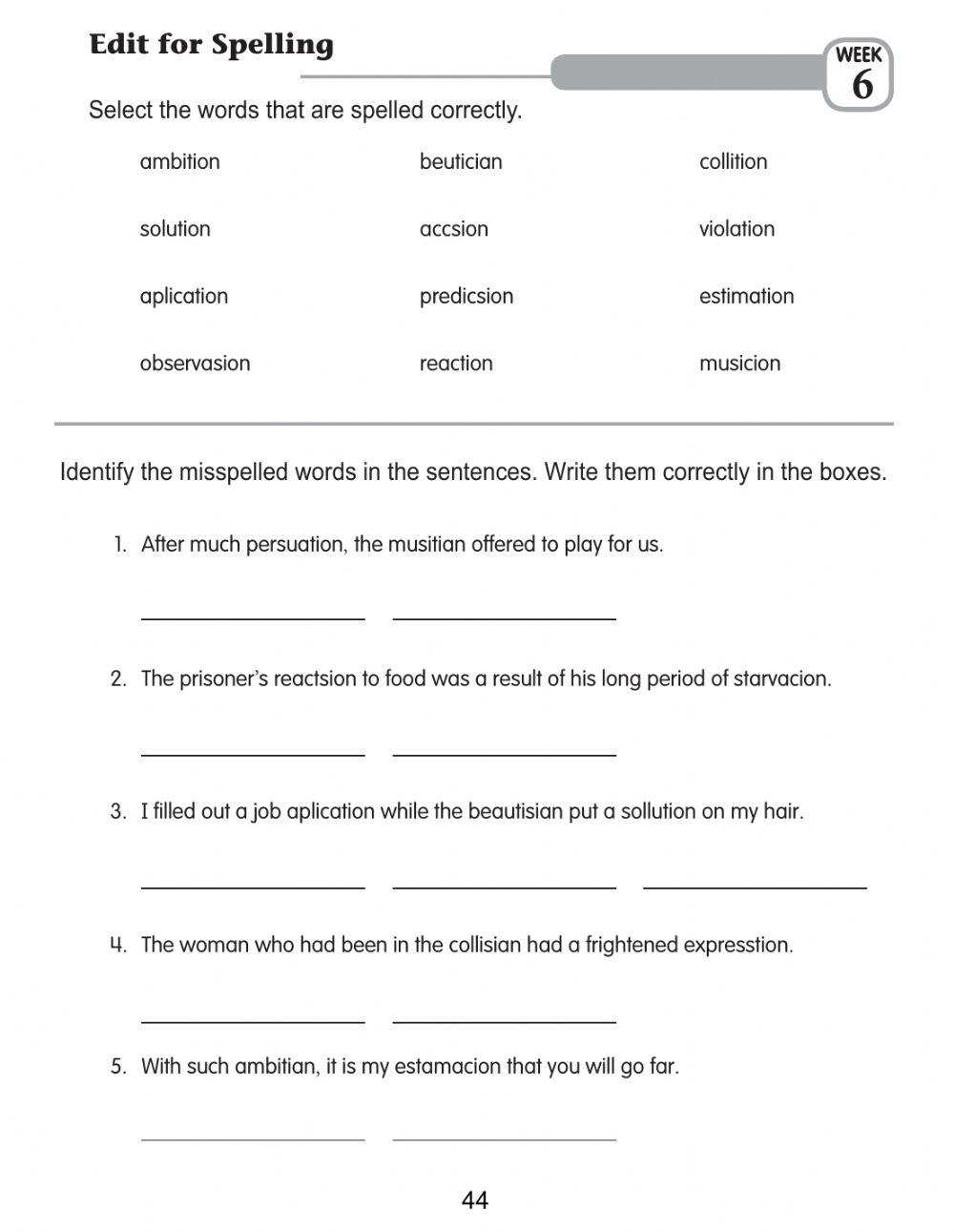 Q2 Spelling L6 p.44 Q2 Spelling L6 p.44