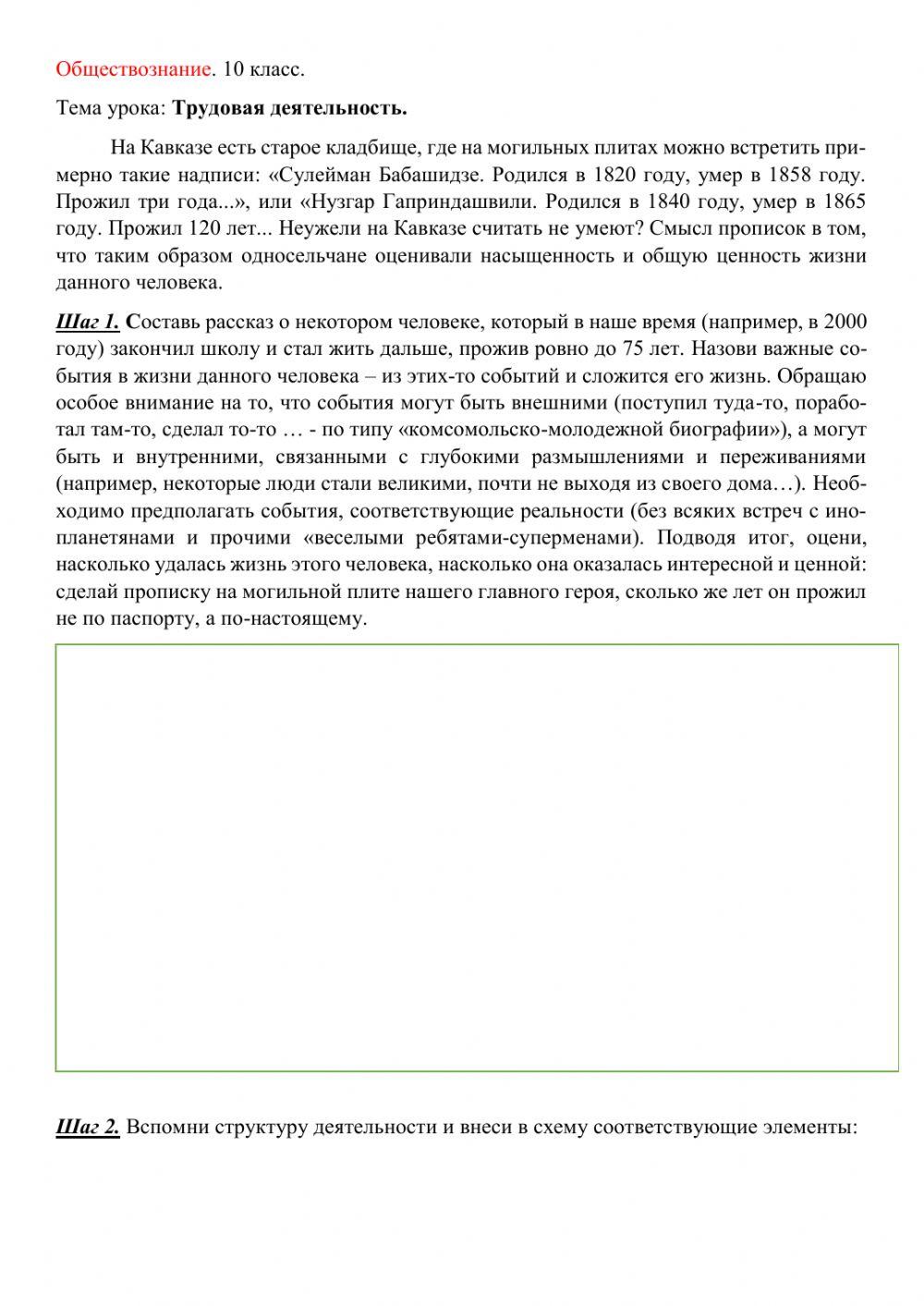 Трудовая деятельность Трудовая деятельность