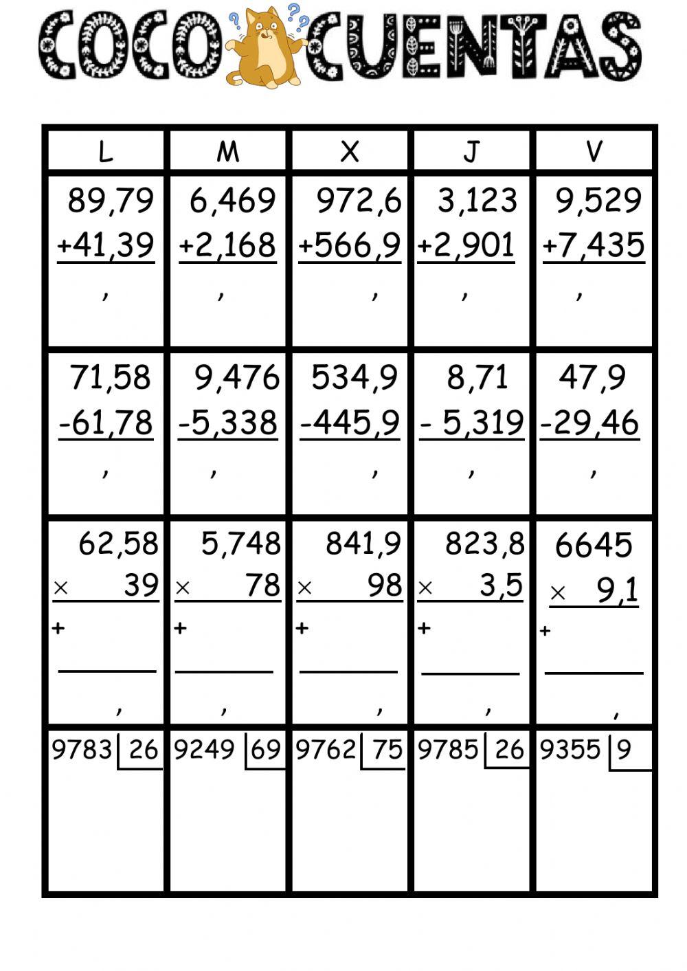 Operaciones decimales