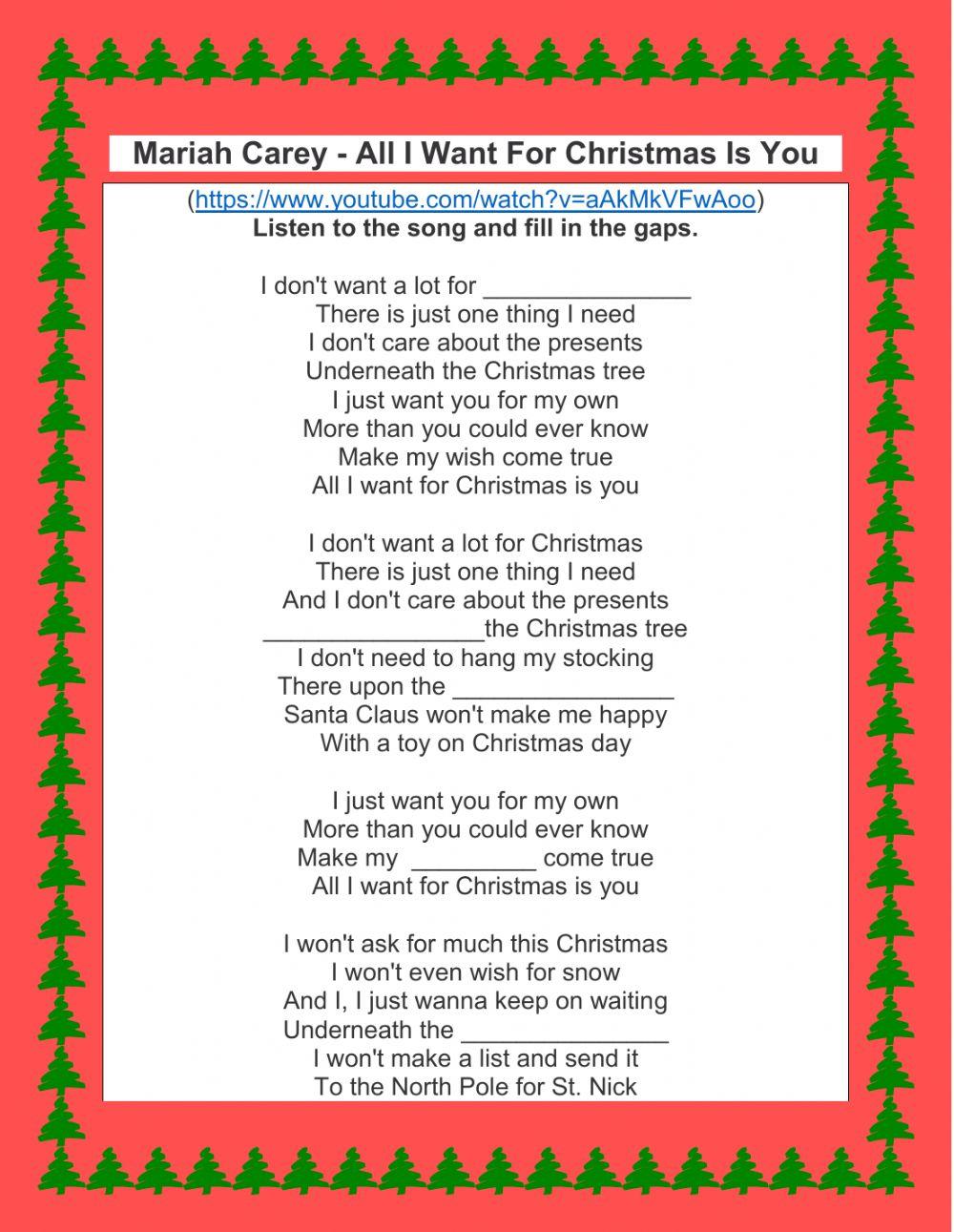 All I Want for Christmas - listening exercise