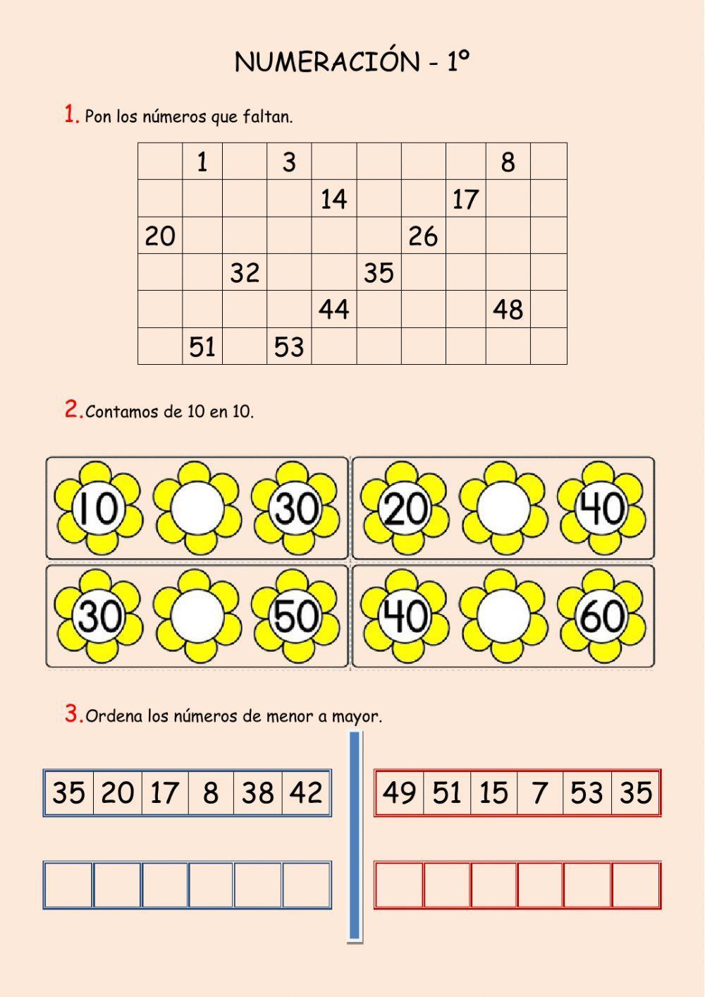 Los números hasta el 59