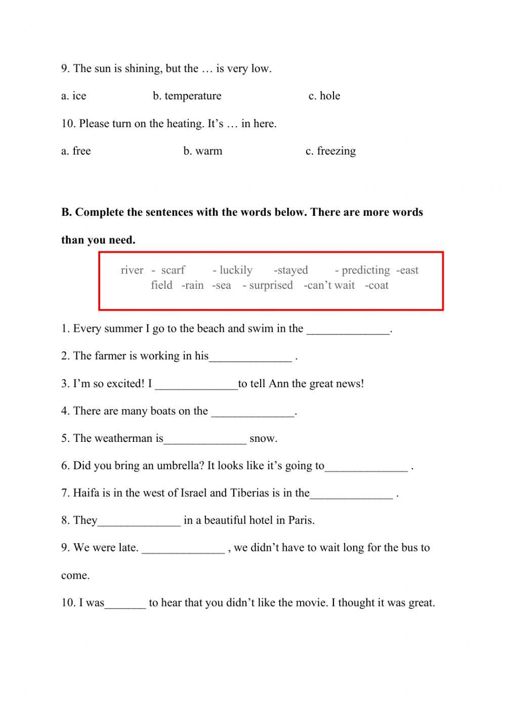 Sky High Unit 1 Word Review