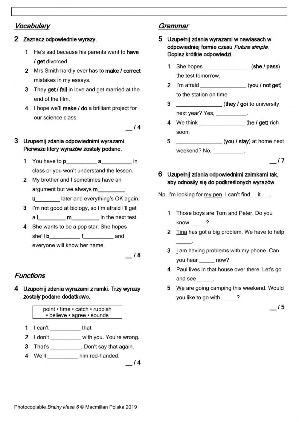 Brainy Klasa 6 Unit 3 6332562 | Brainy 6 unit 3 | katku | LiveWorksheets