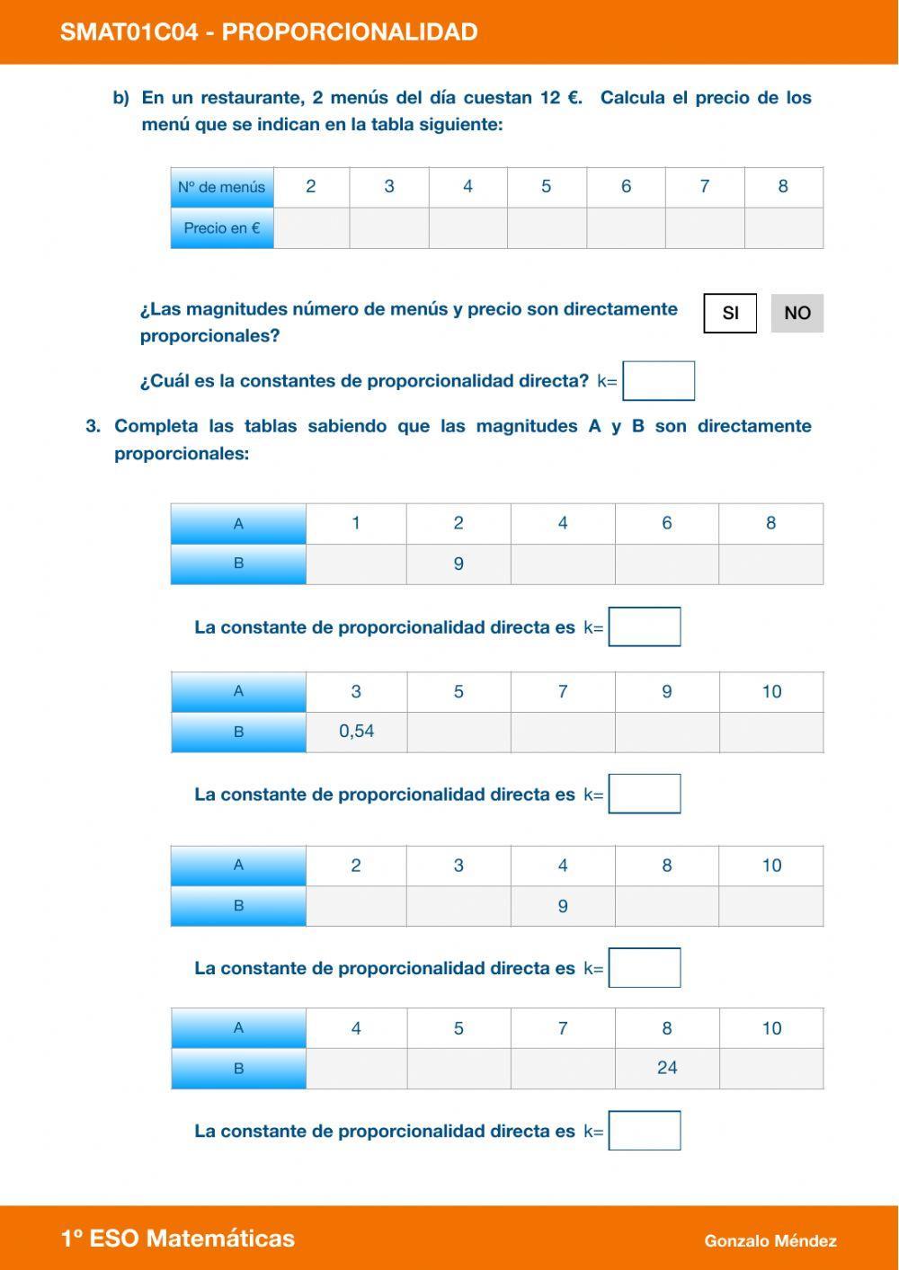 Proporcionalidad directa 2