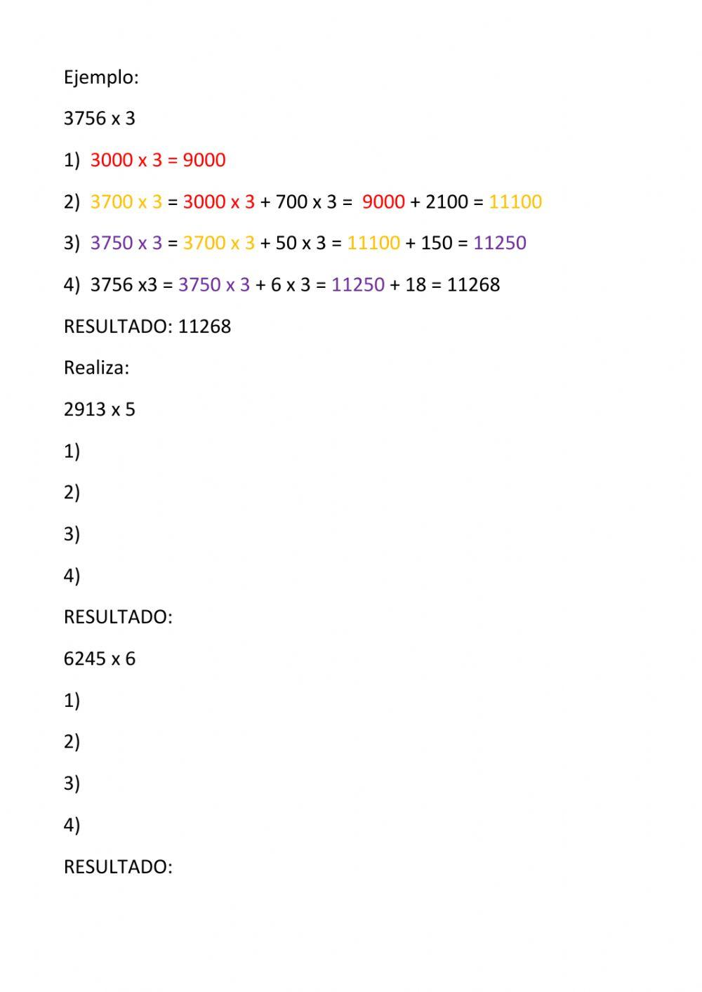 Multiplicación por decrecientes Multiplicación por decrecientes