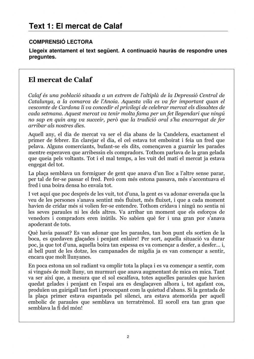 Comprensió lectora - avaluació diagnòstica