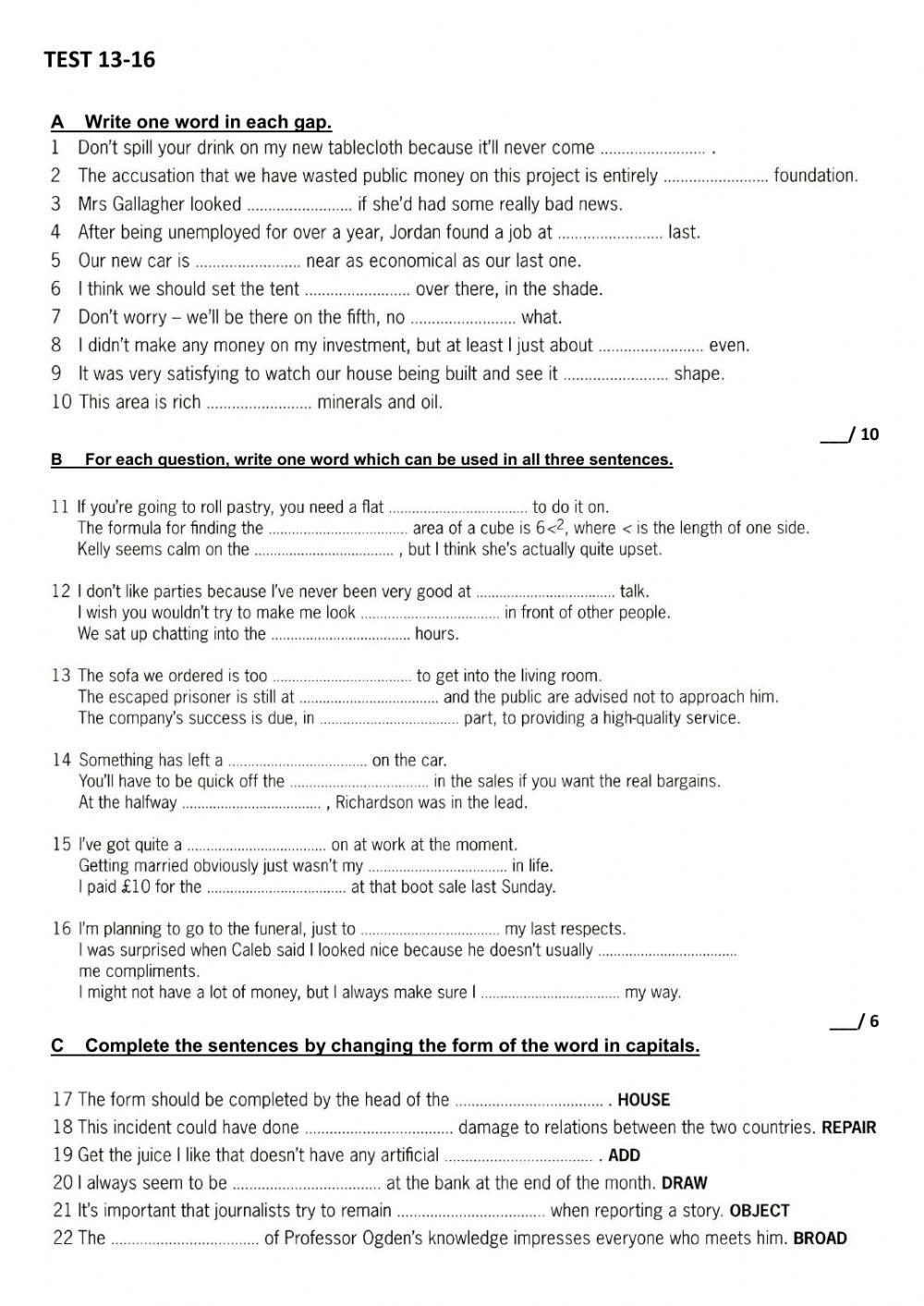 C1 ESL worksheets