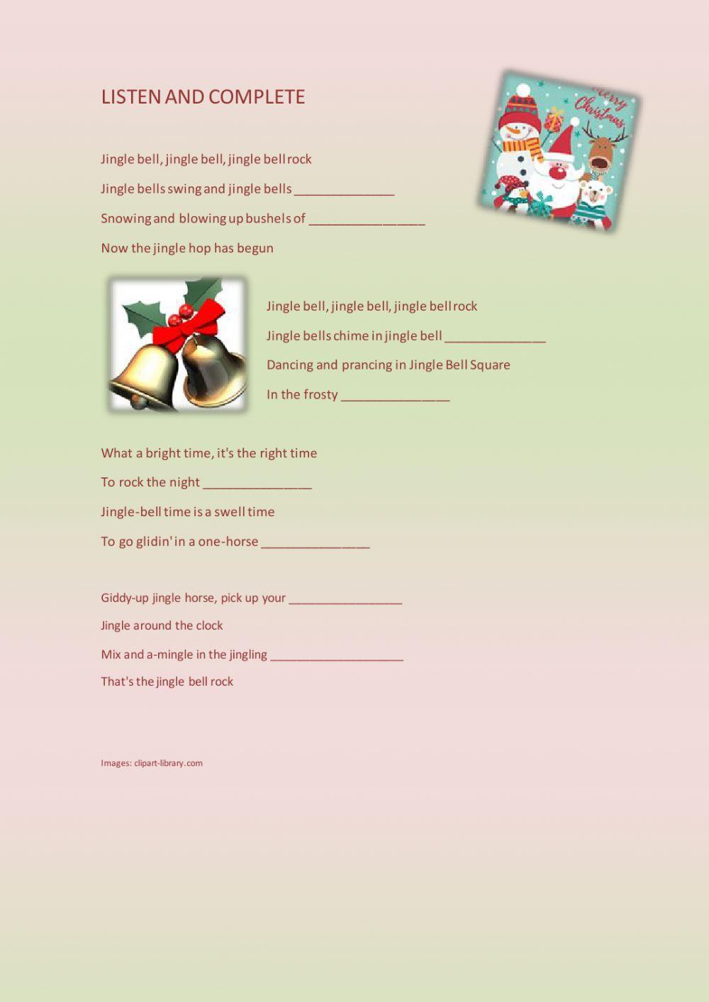 Jingle Bell Rock online worksheet