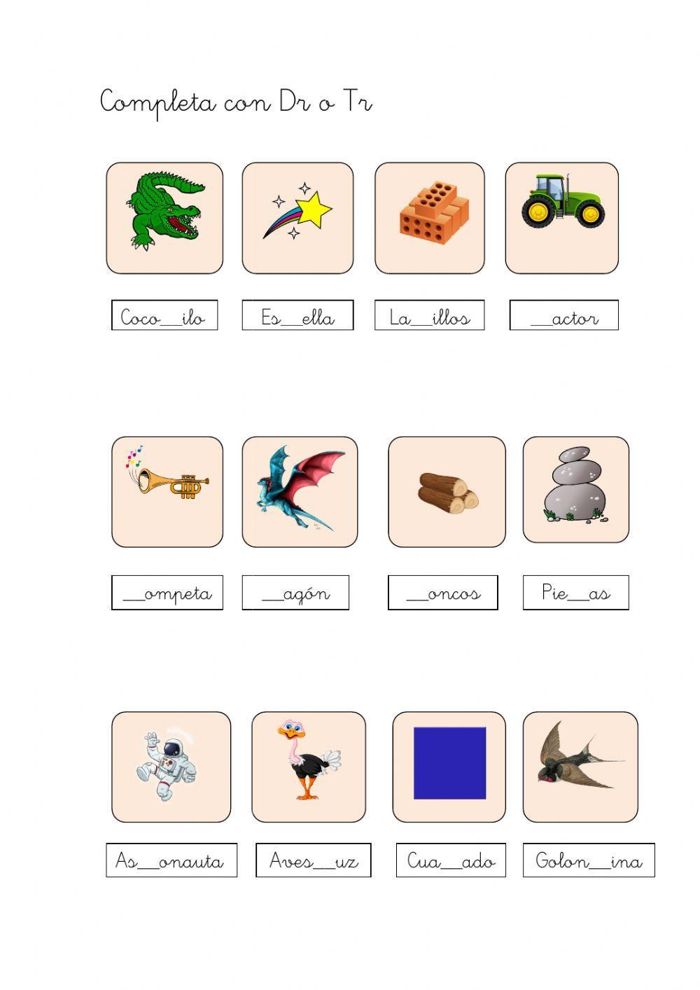 Completa con dr o tr