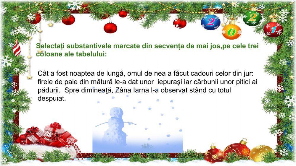 Povestea omului de zăpadă-substantivul