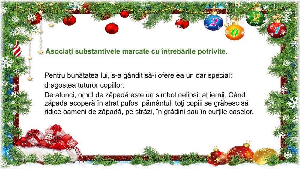 Povestea omului de zăpadă-substantivul