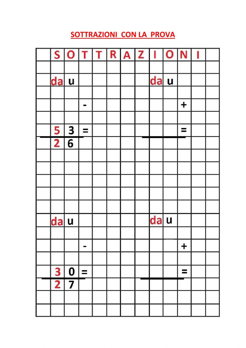 Sottrazioni e addizioni : operazioni inverse