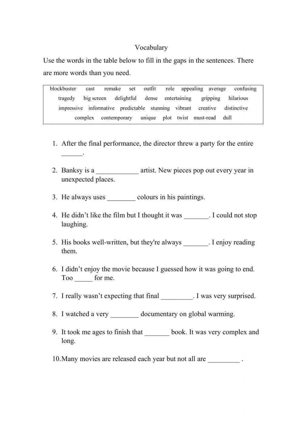 Vocabulary - U5 Open World