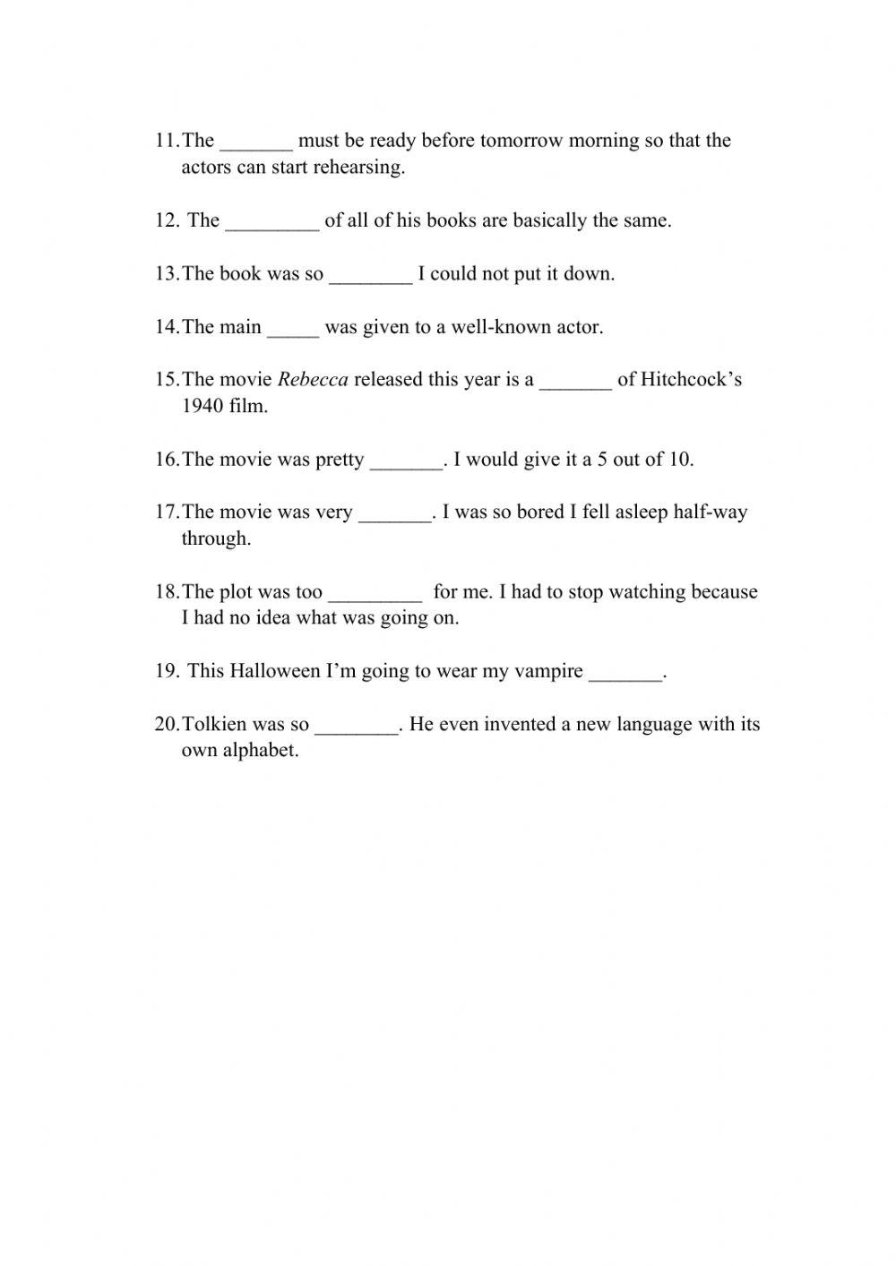 Vocabulary - U5 Open World