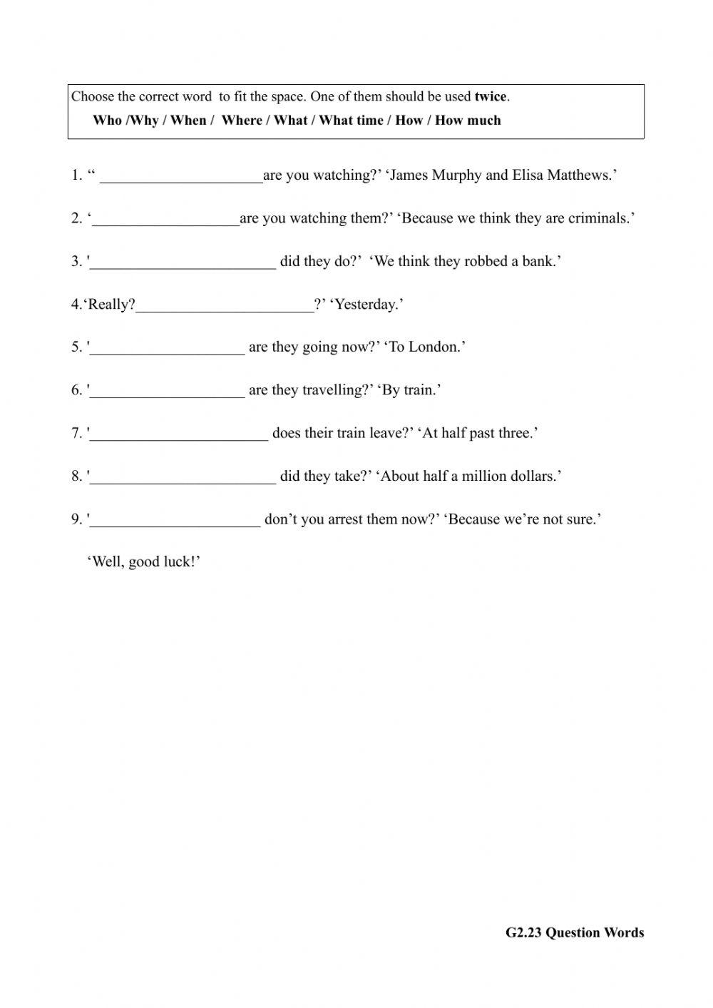 Bsenior Worksheet 23