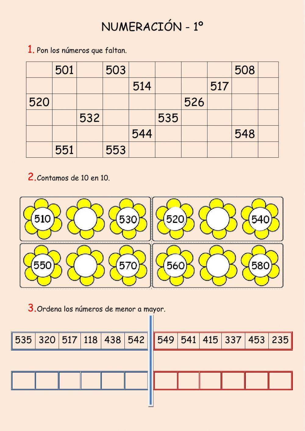 Los números hasta el 599