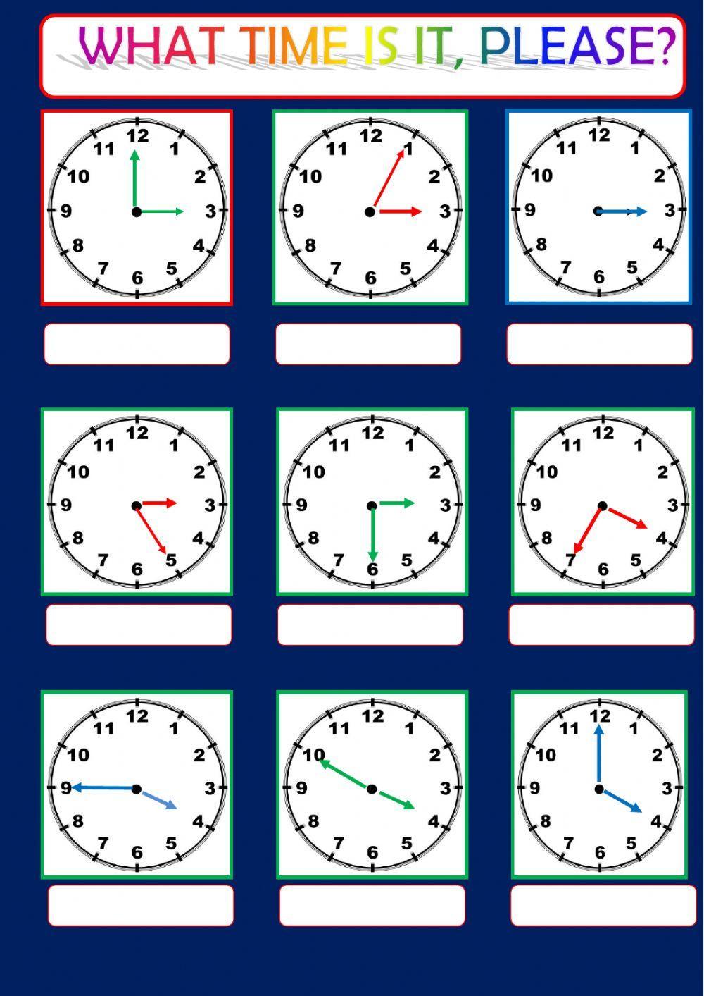 What time is it please? interactive worksheet | Live Worksheets