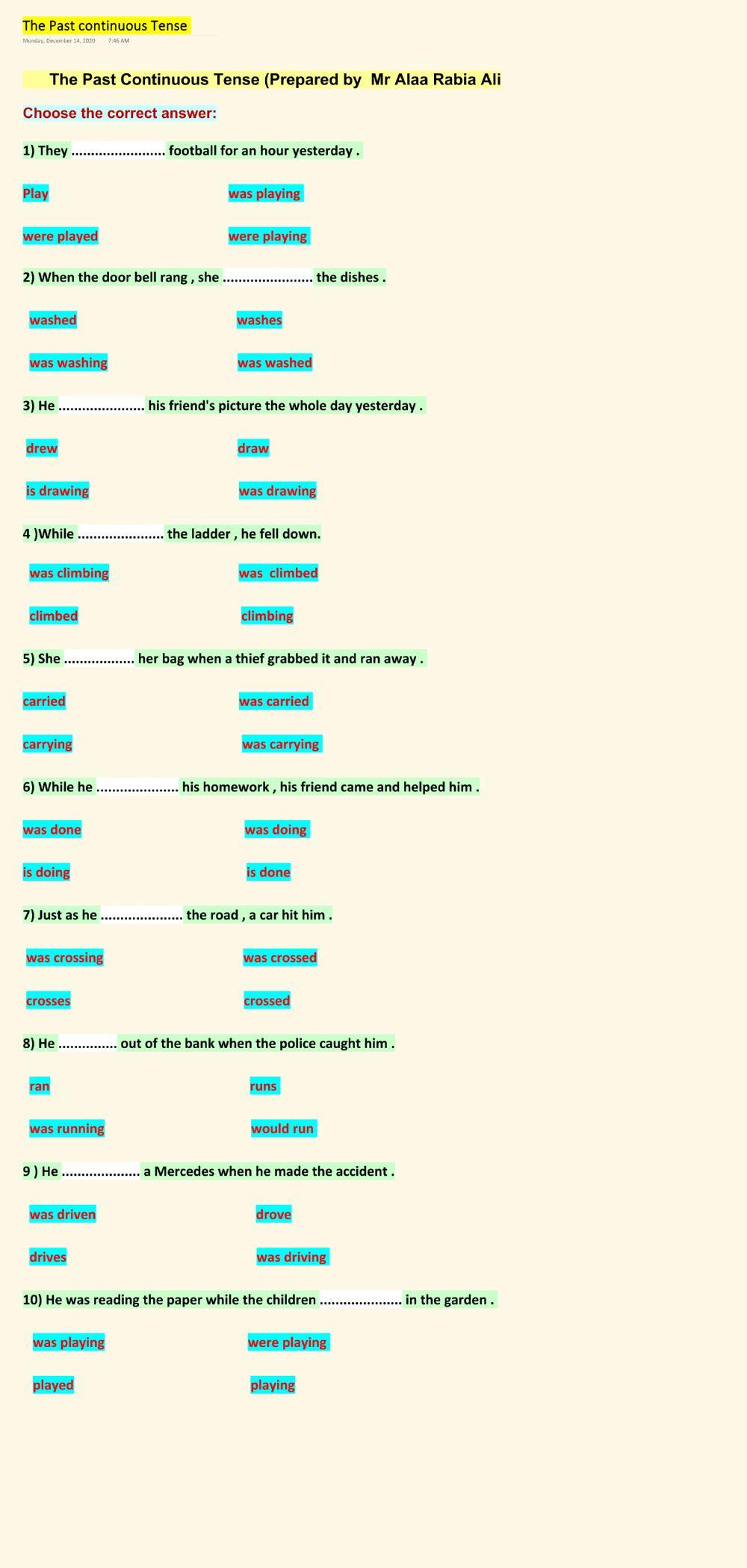 The Past Continuous Tense