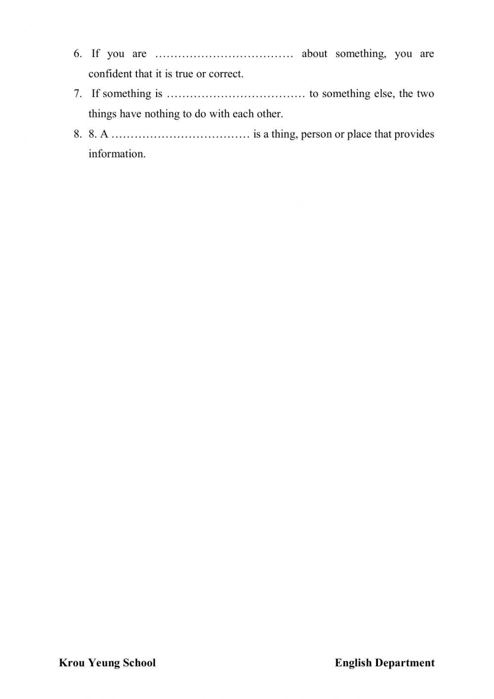 Reading Examination grade 6