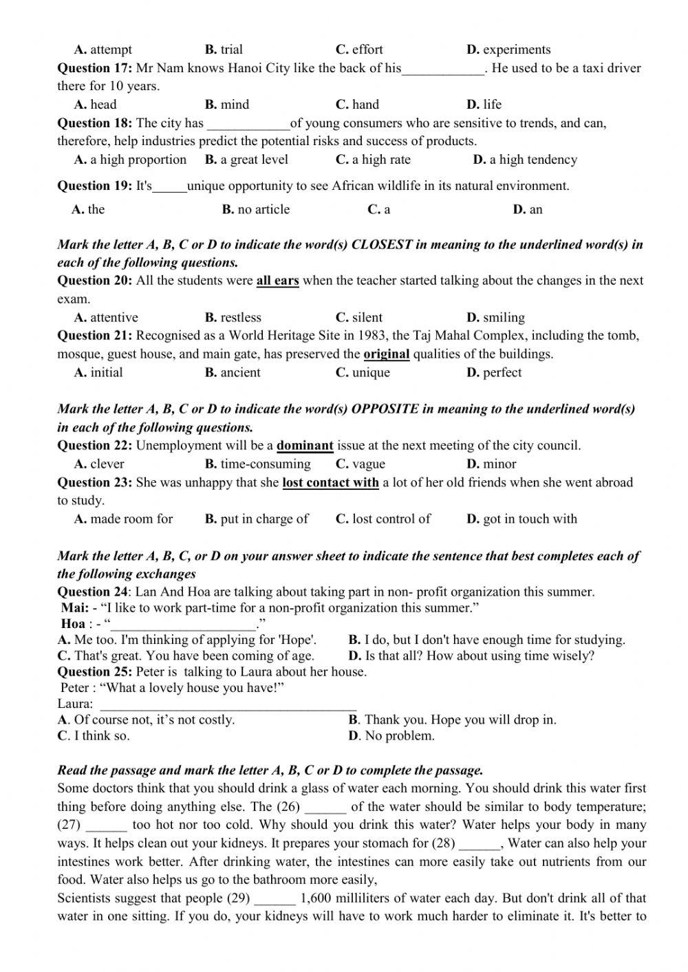 Đề thi thử THPT Quốc gia số 09