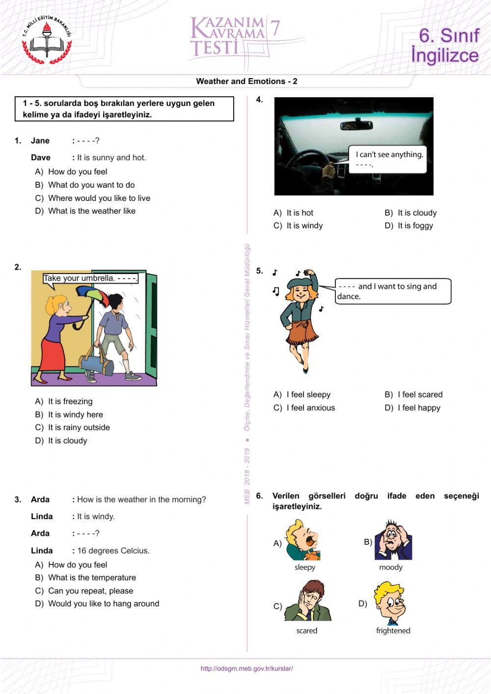 6th gare unit 4 kazanım testi 2