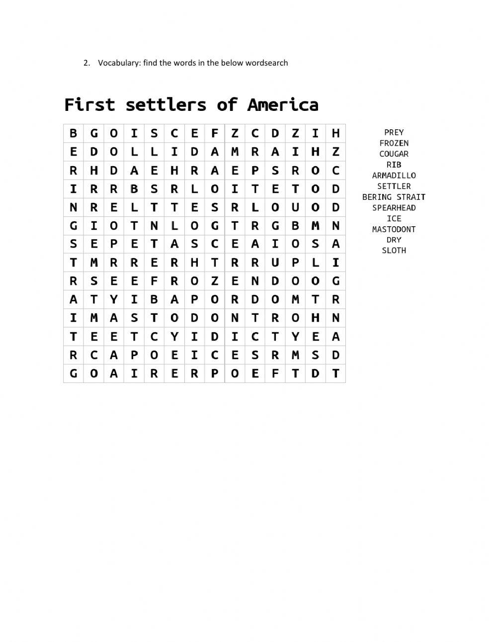 First Settlers of America