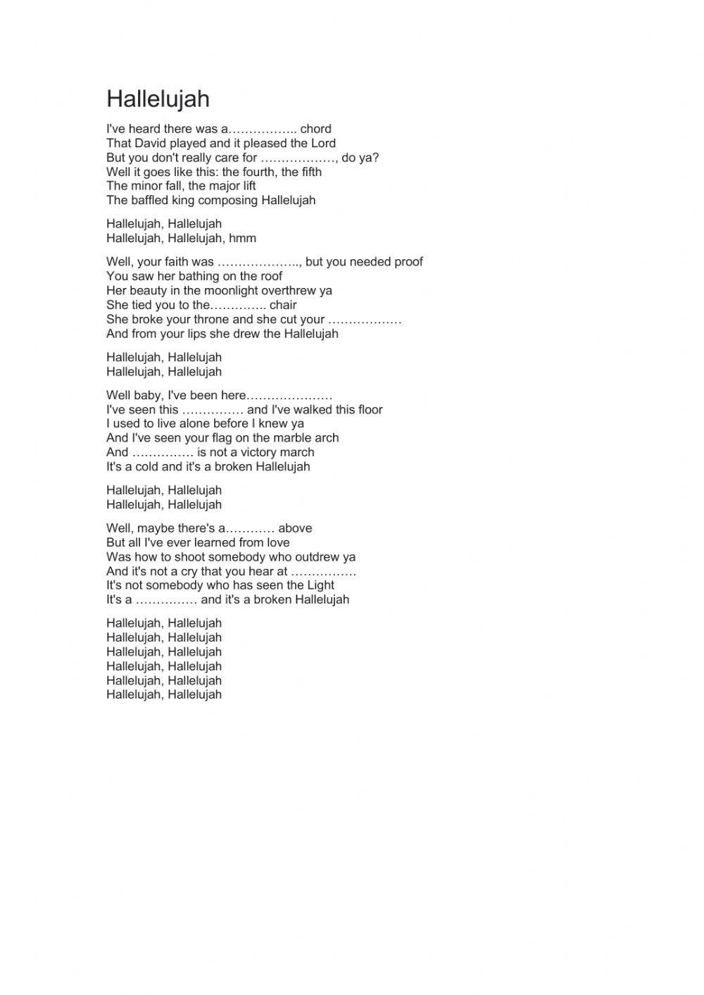 Hallelujah, a listening exercise