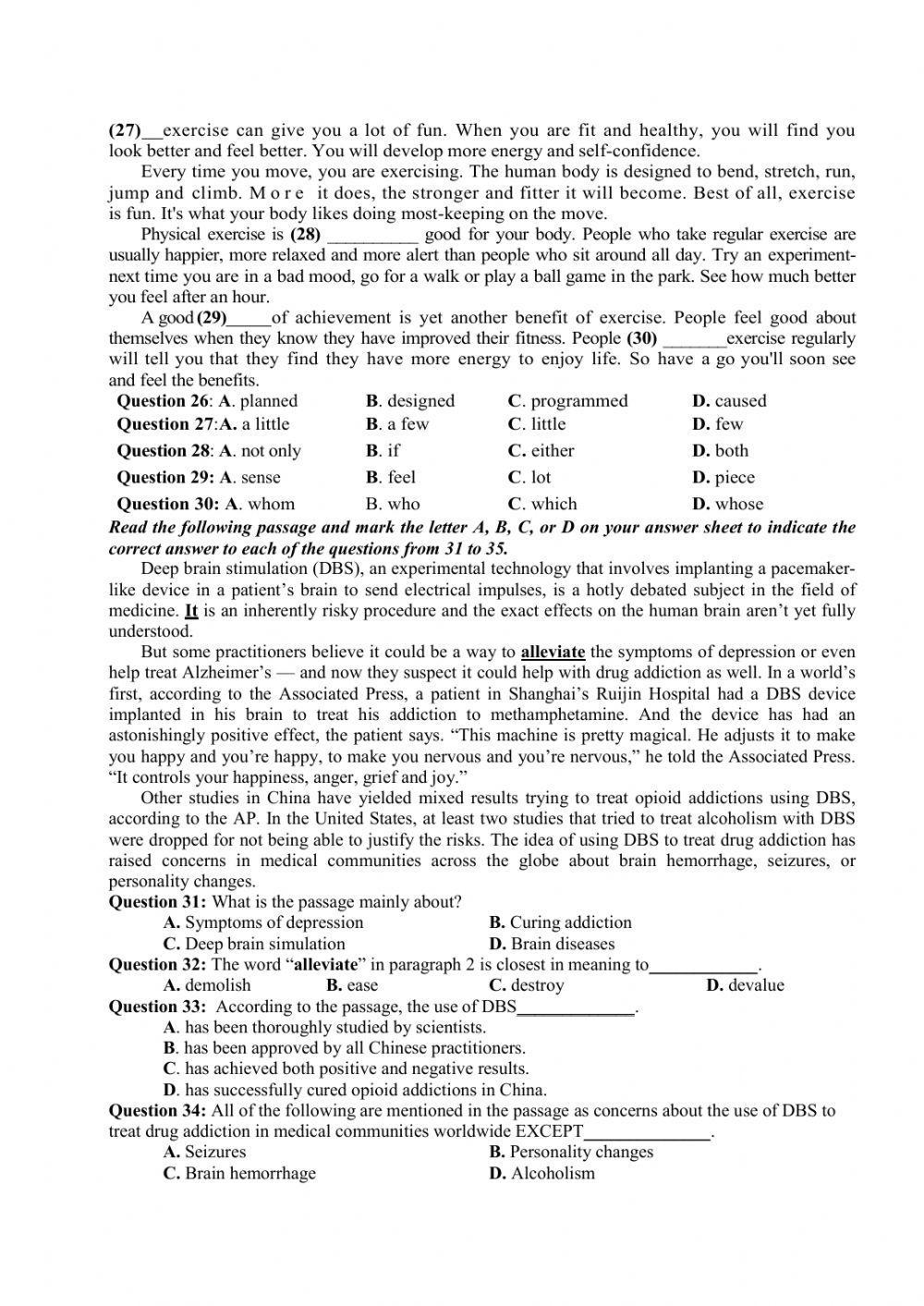 Đề thi thử Tiếng Anh THPT Quốc gia số 12