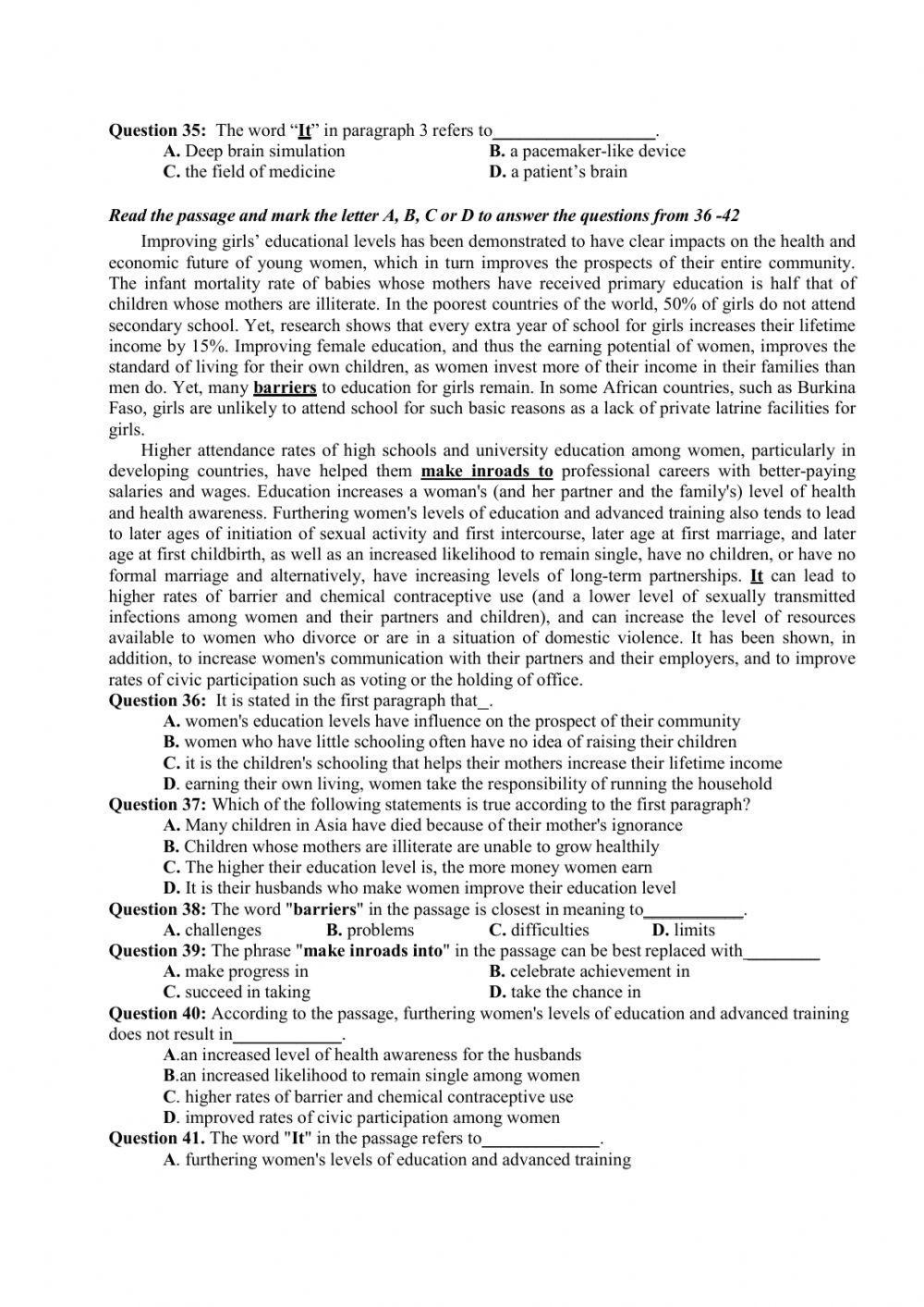 Đề thi thử Tiếng Anh THPT Quốc gia số 12