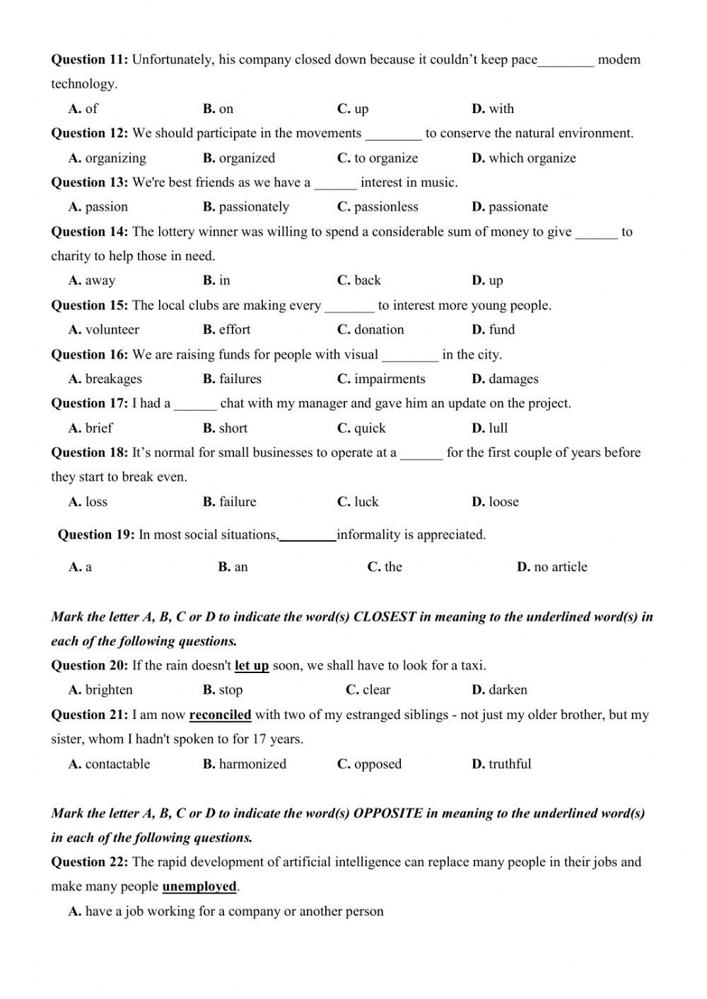 Đề thi thử Tiếng Anh THPT Quốc gia số 13