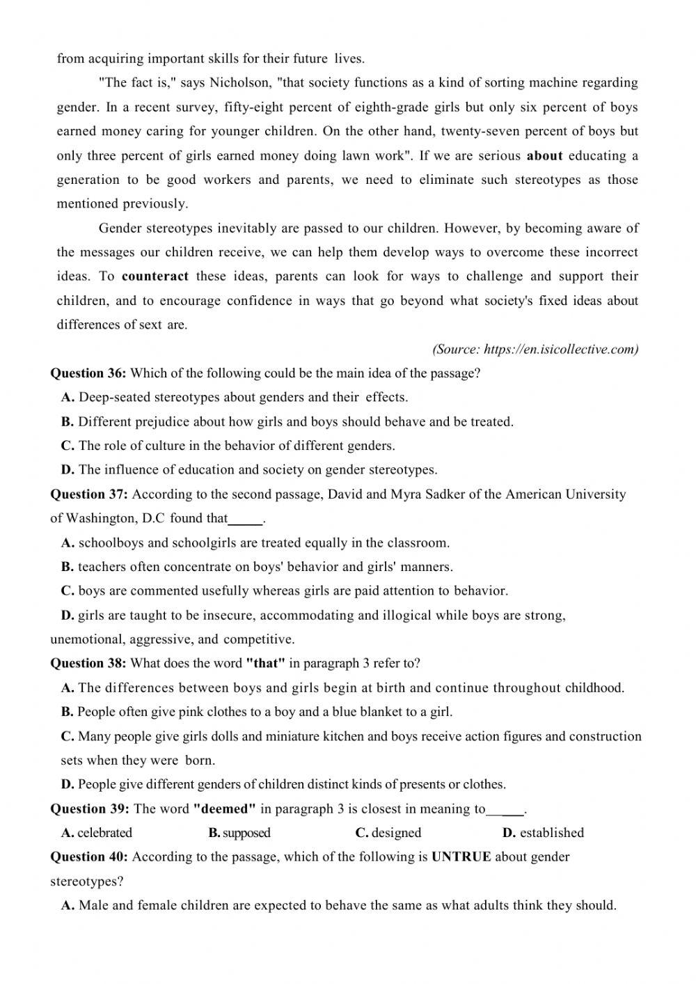 Đề thi thử Tiếng Anh THPT Quốc gia số 13