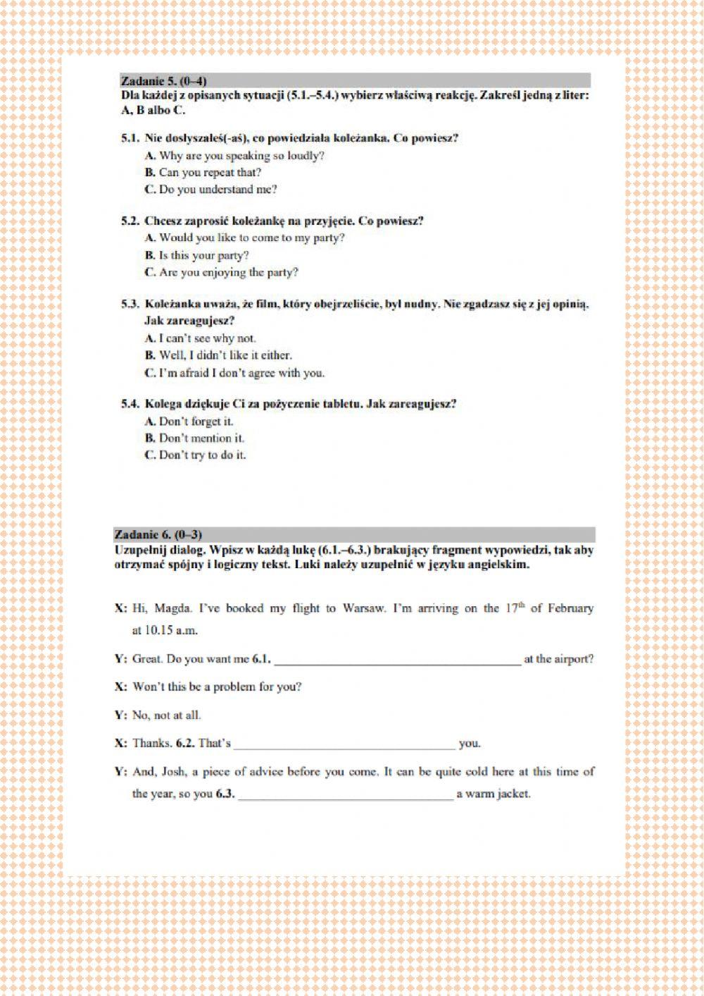 Reagowanie Egzamin ósmoklasisty