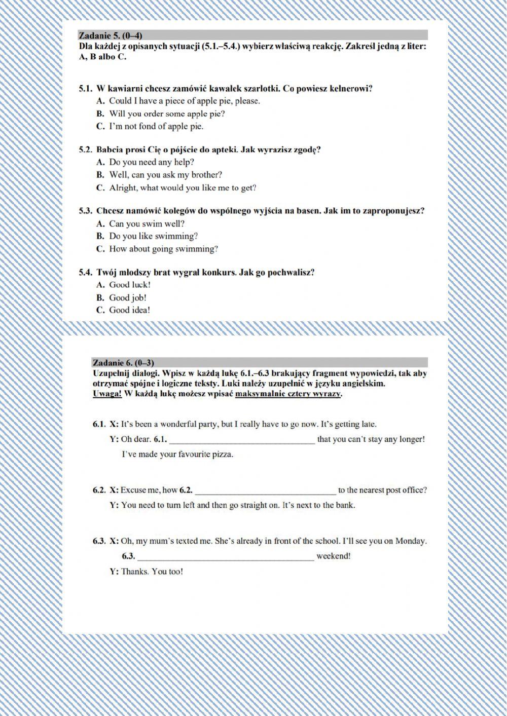 Reagowanie Egzamin ósmoklasisty