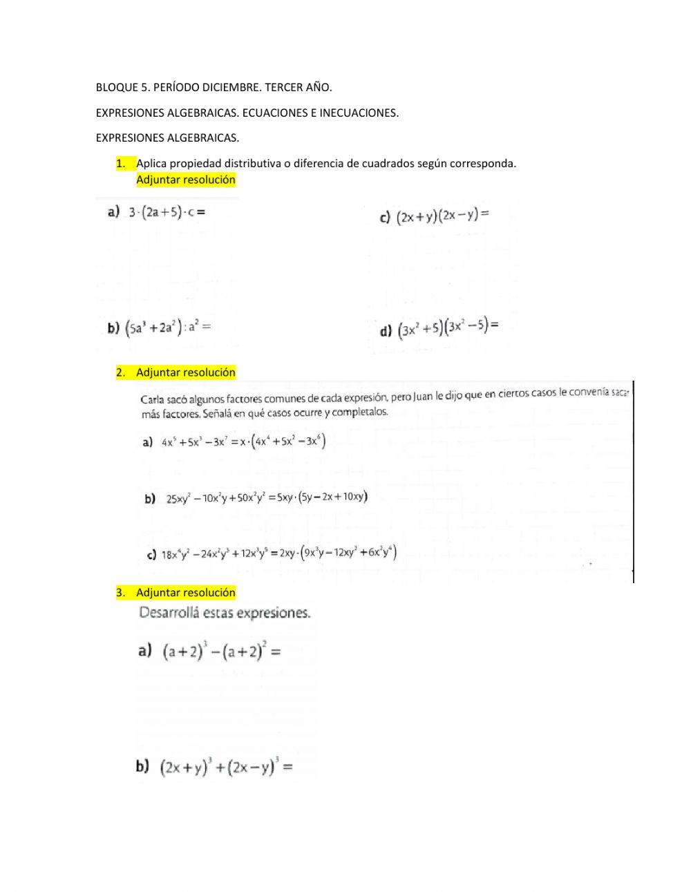 Bloque 5 3er año diciembre
