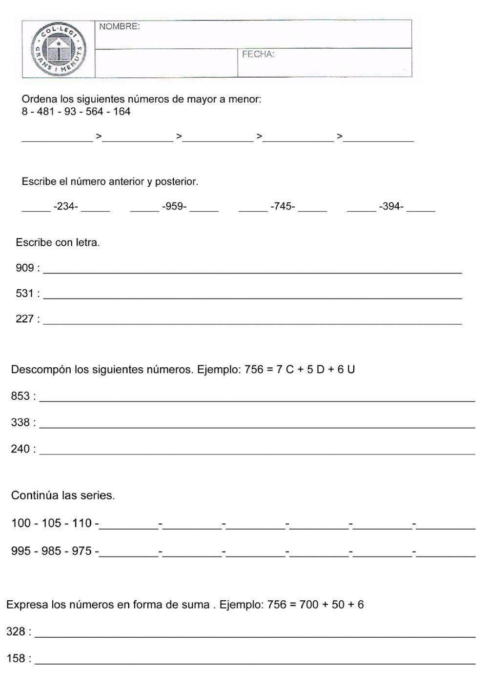 Numeración con centenas