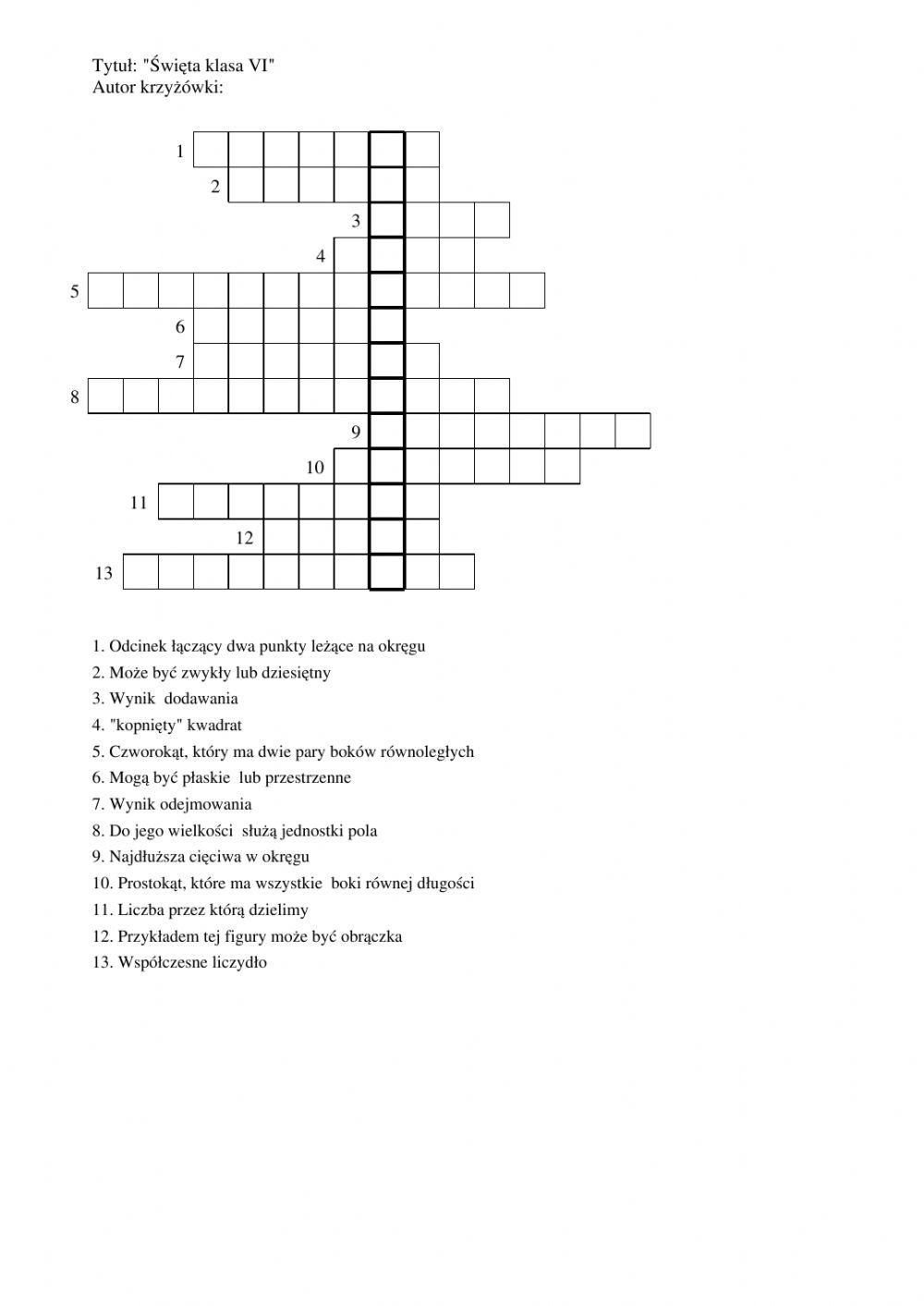 Matematyczna krzyżówka bożonarodzeniowa