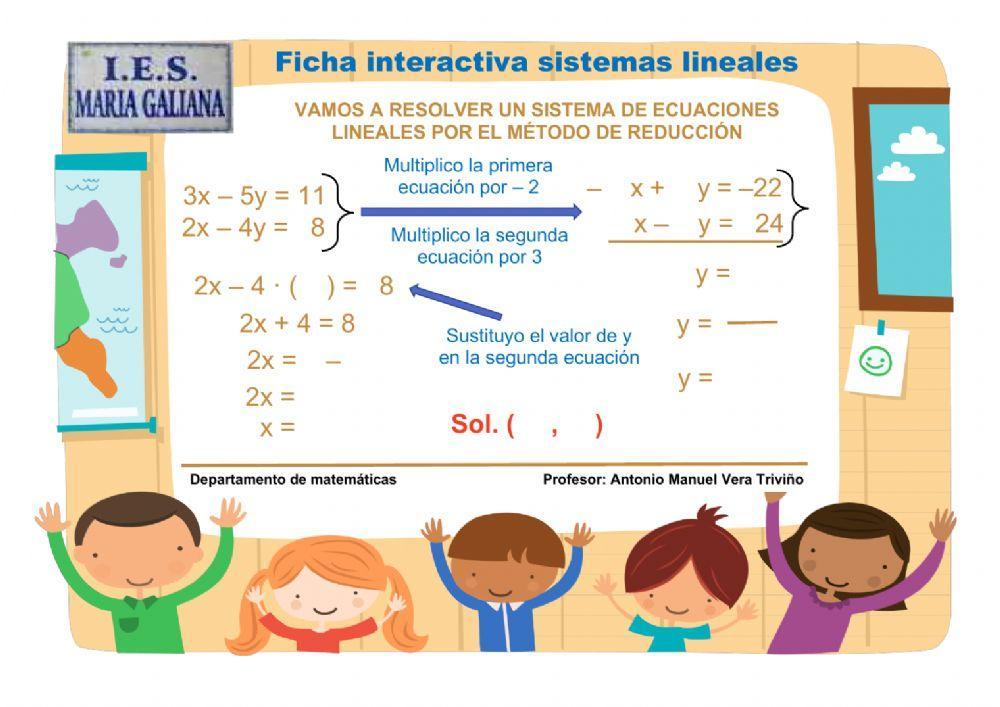 Sistemas ecuaciones. Método reducción