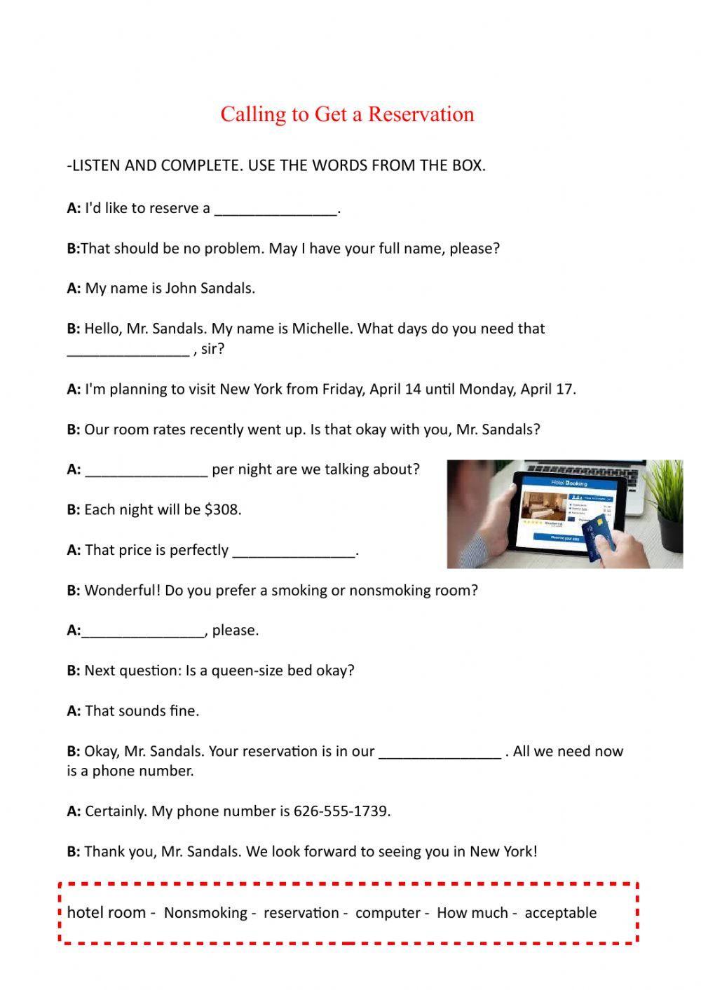 Calling to get a reservation